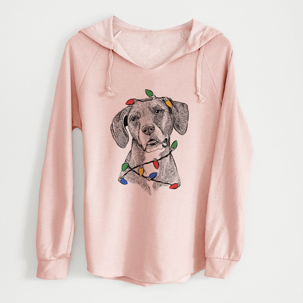 Christmas Lights Zeena the Plott Hound Mix - Cali Wave Hooded Sweatshirt