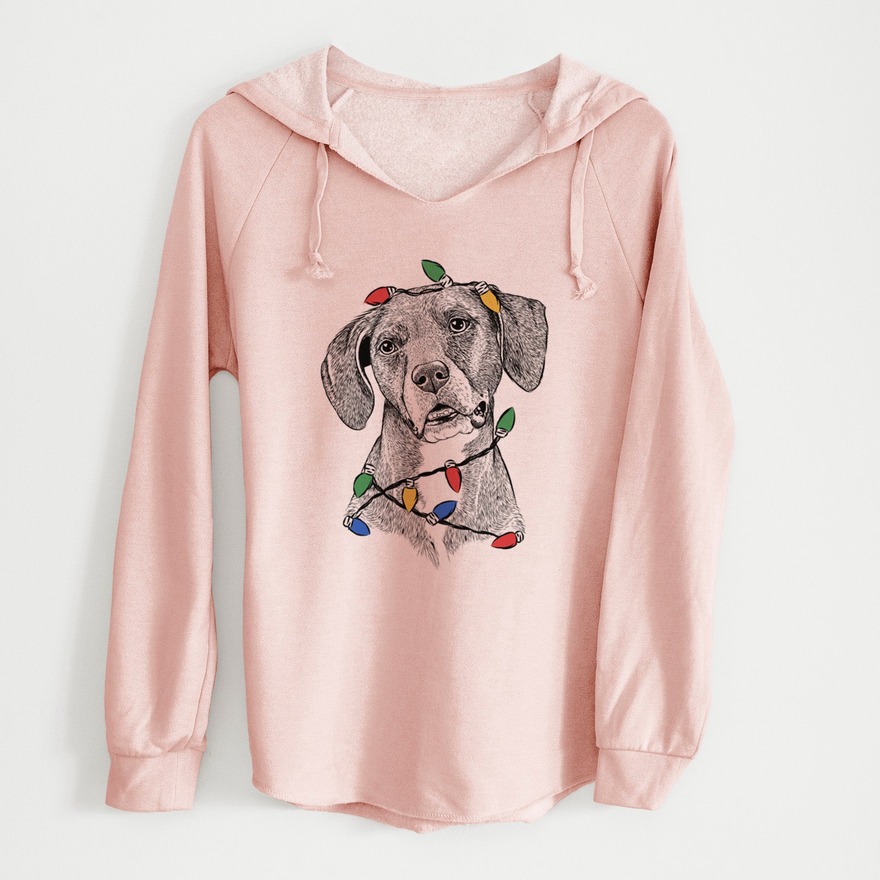 Christmas Lights Zeena the Plott Hound Mix - Cali Wave Hooded Sweatshirt