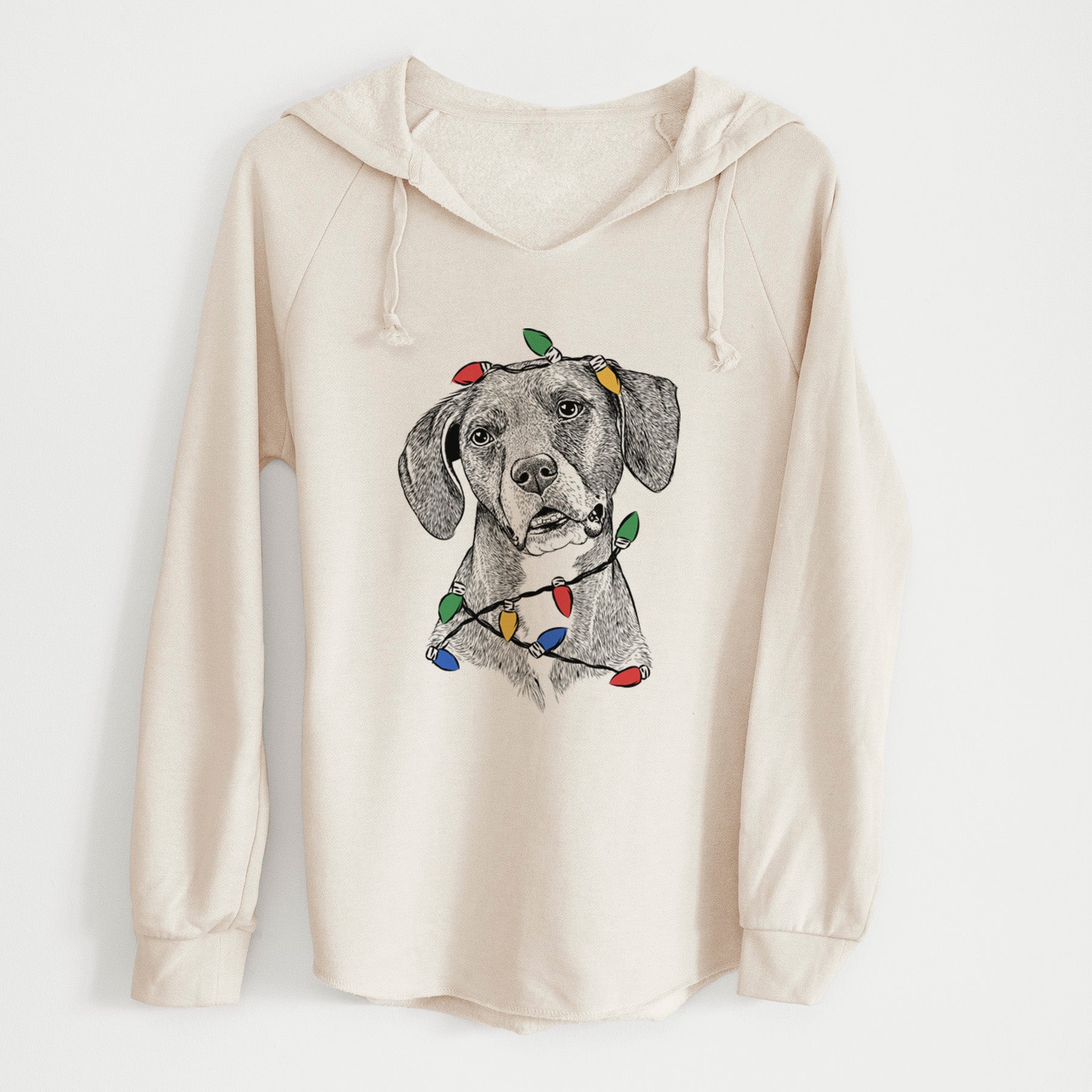 Christmas Lights Zeena the Plott Hound Mix - Cali Wave Hooded Sweatshirt
