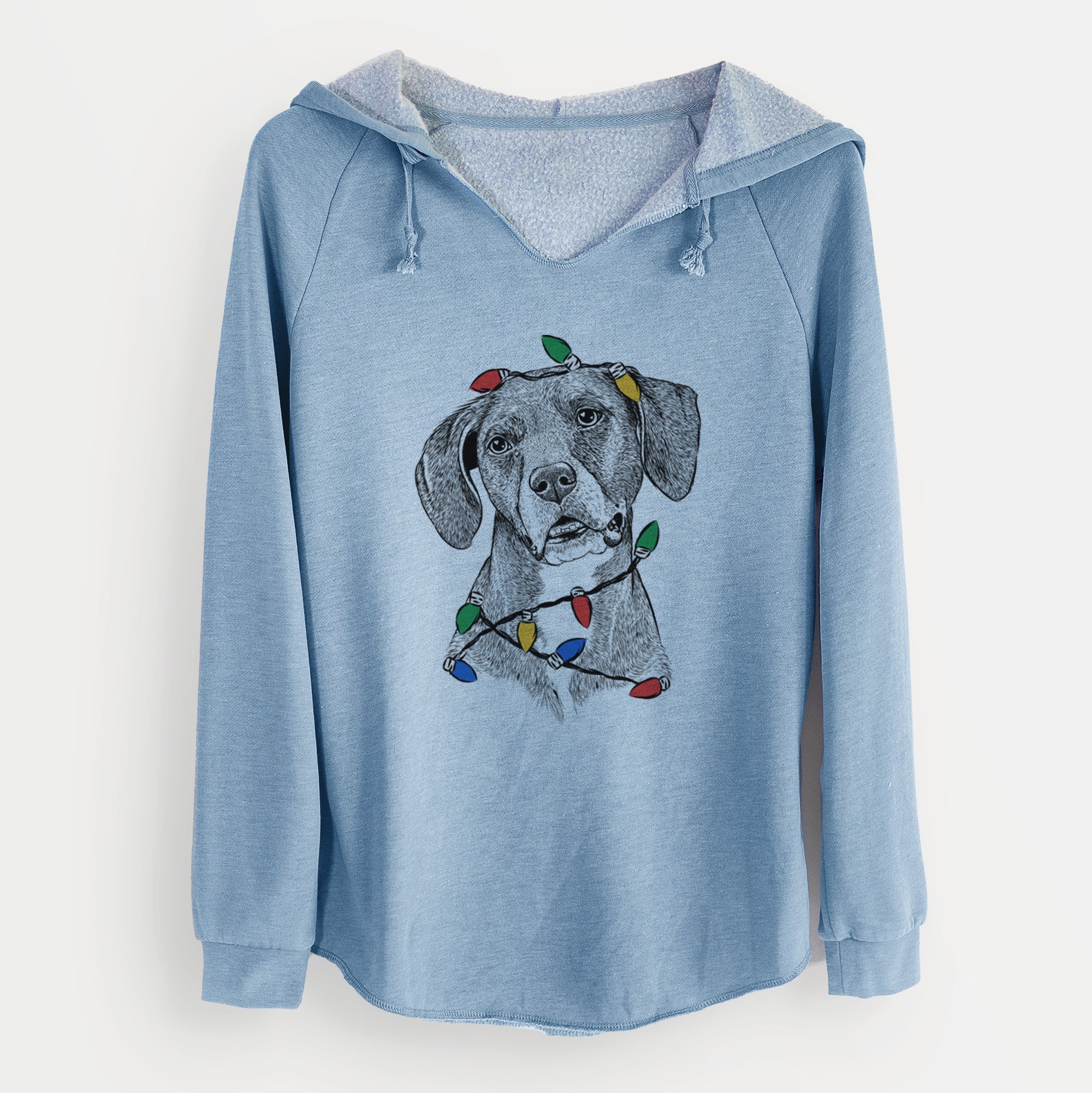 Christmas Lights Zeena the Plott Hound Mix - Cali Wave Hooded Sweatshirt