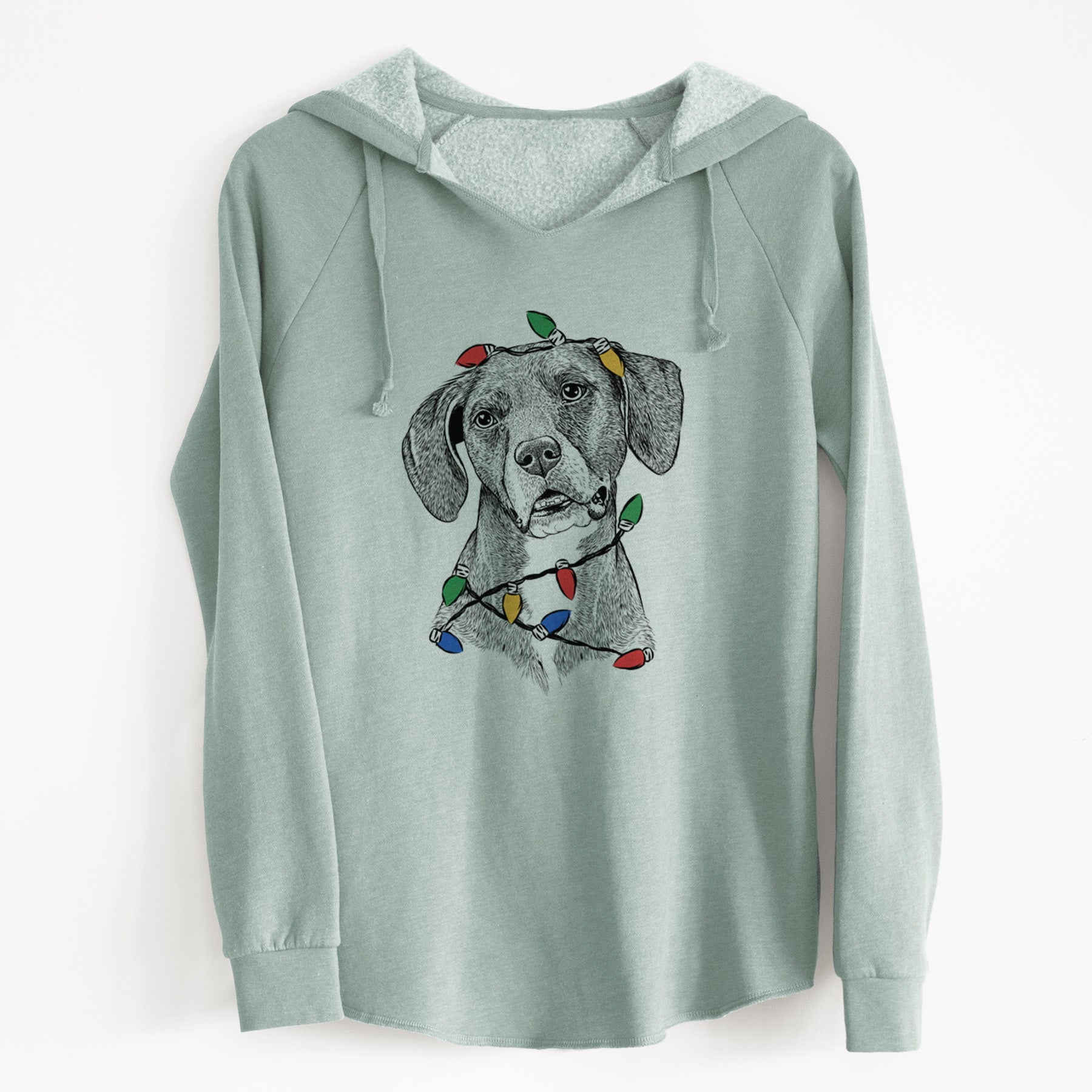 Christmas Lights Zeena the Plott Hound Mix - Cali Wave Hooded Sweatshirt