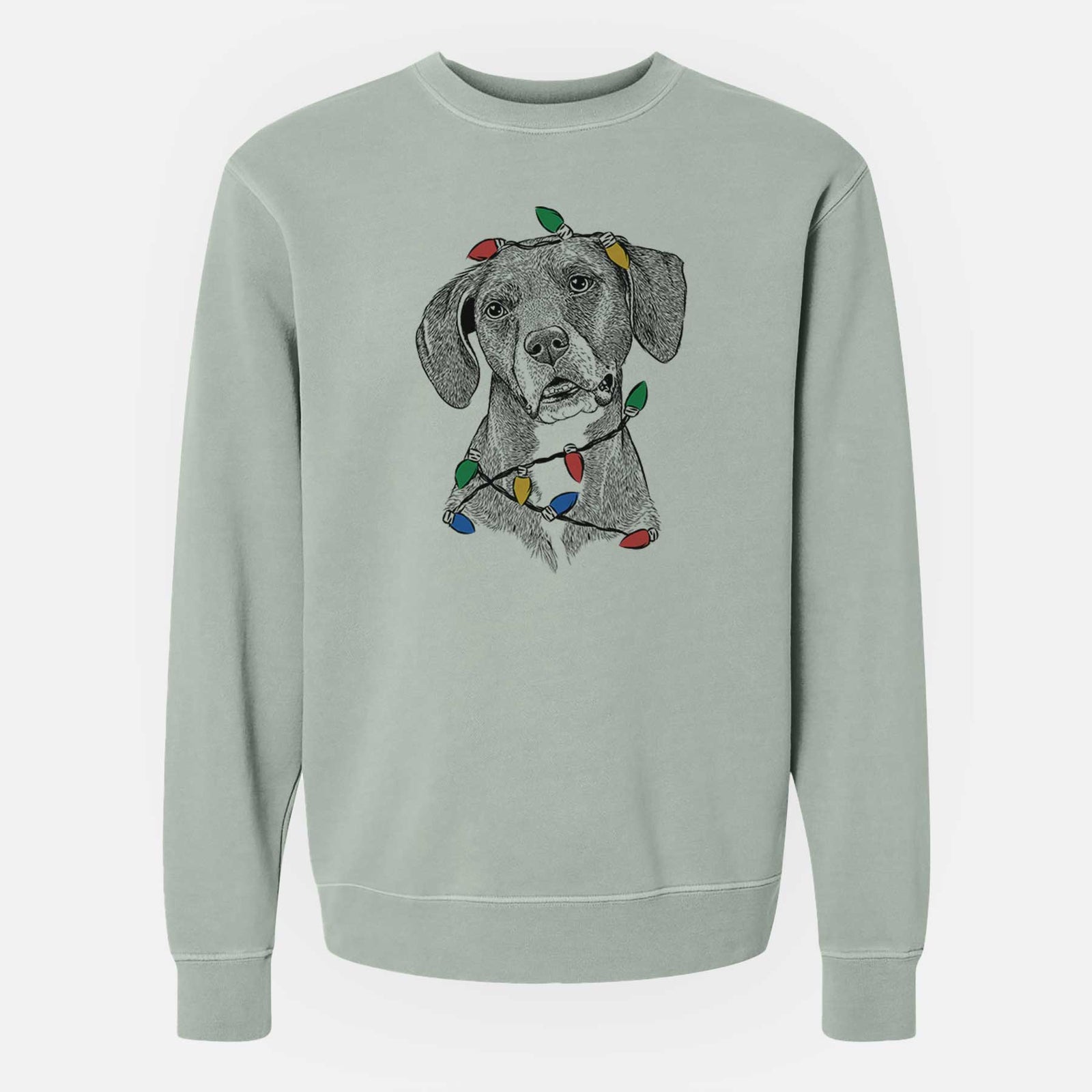 Christmas Lights Zeena the Plott Hound Mix - Unisex Pigment Dyed Crew Sweatshirt