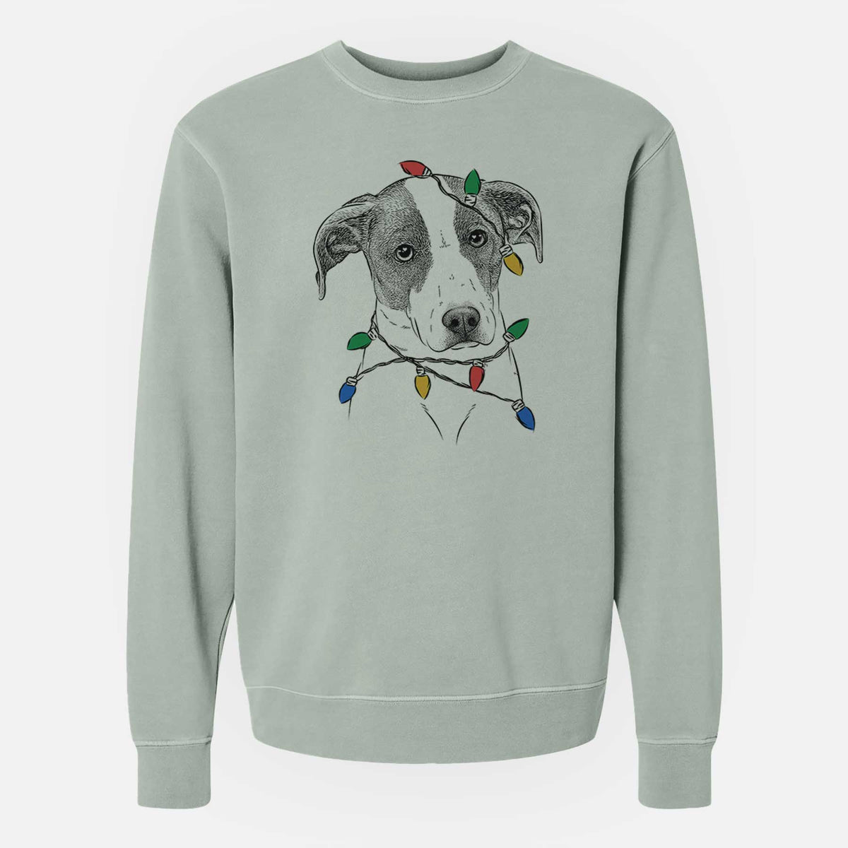 Christmas Lights Zephyr the Pointer Mix - Unisex Pigment Dyed Crew Sweatshirt