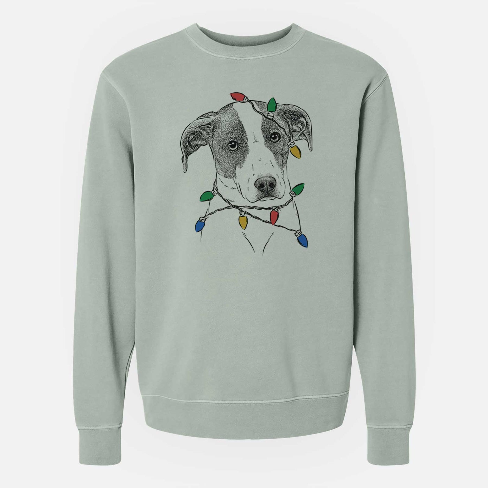 Christmas Lights Zephyr the Pointer Mix - Unisex Pigment Dyed Crew Sweatshirt