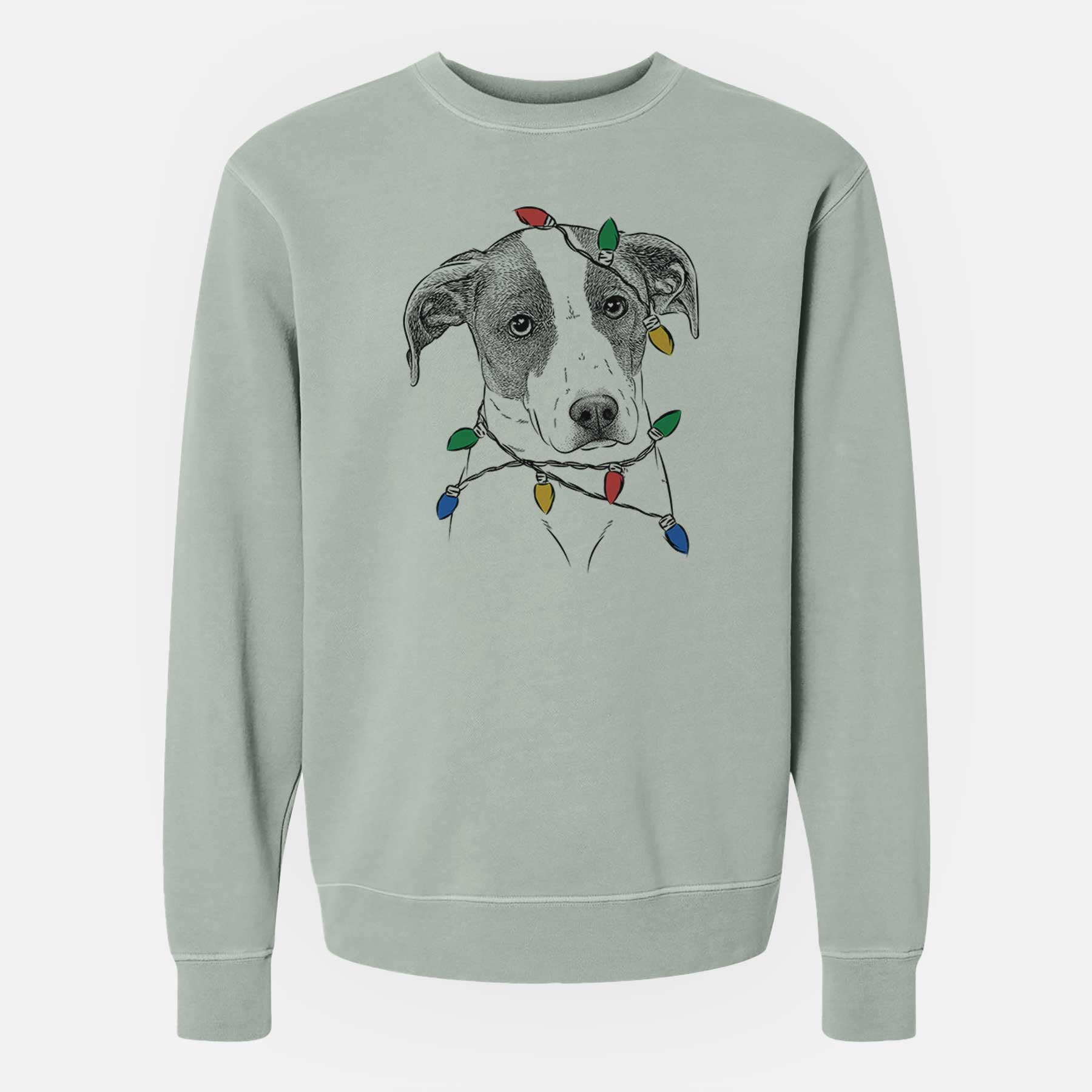 Christmas Lights Zephyr the Pointer Mix - Unisex Pigment Dyed Crew Sweatshirt
