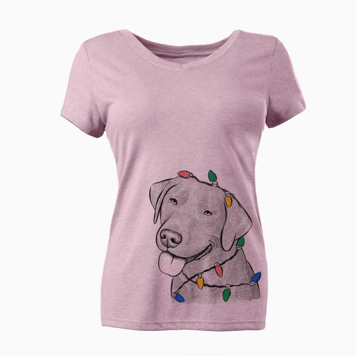 Christmas Lights Zeppelin the Black Labrador - Women's V-neck Shirt