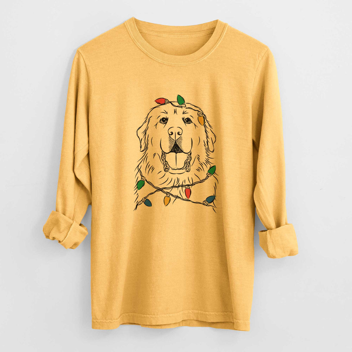 Christmas Lights Zeus the Great Pyrenees - Heavyweight 100% Cotton Long Sleeve