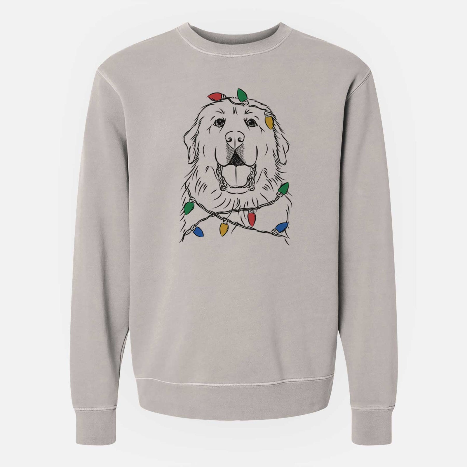 Christmas Lights Zeus the Great Pyrenees - Unisex Pigment Dyed Crew Sweatshirt