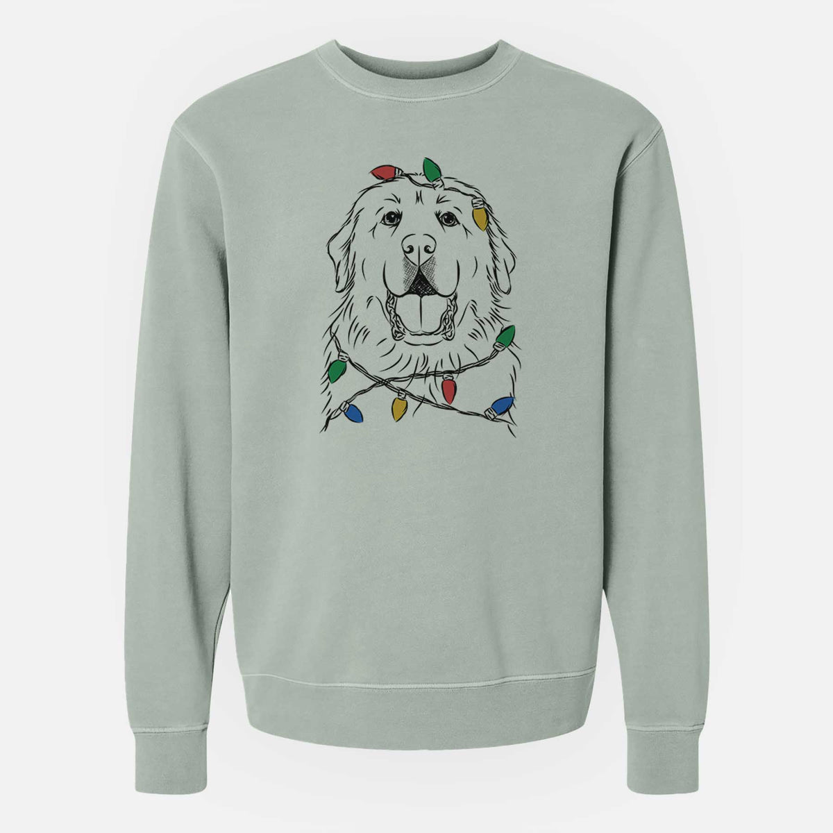 Christmas Lights Zeus the Great Pyrenees - Unisex Pigment Dyed Crew Sweatshirt