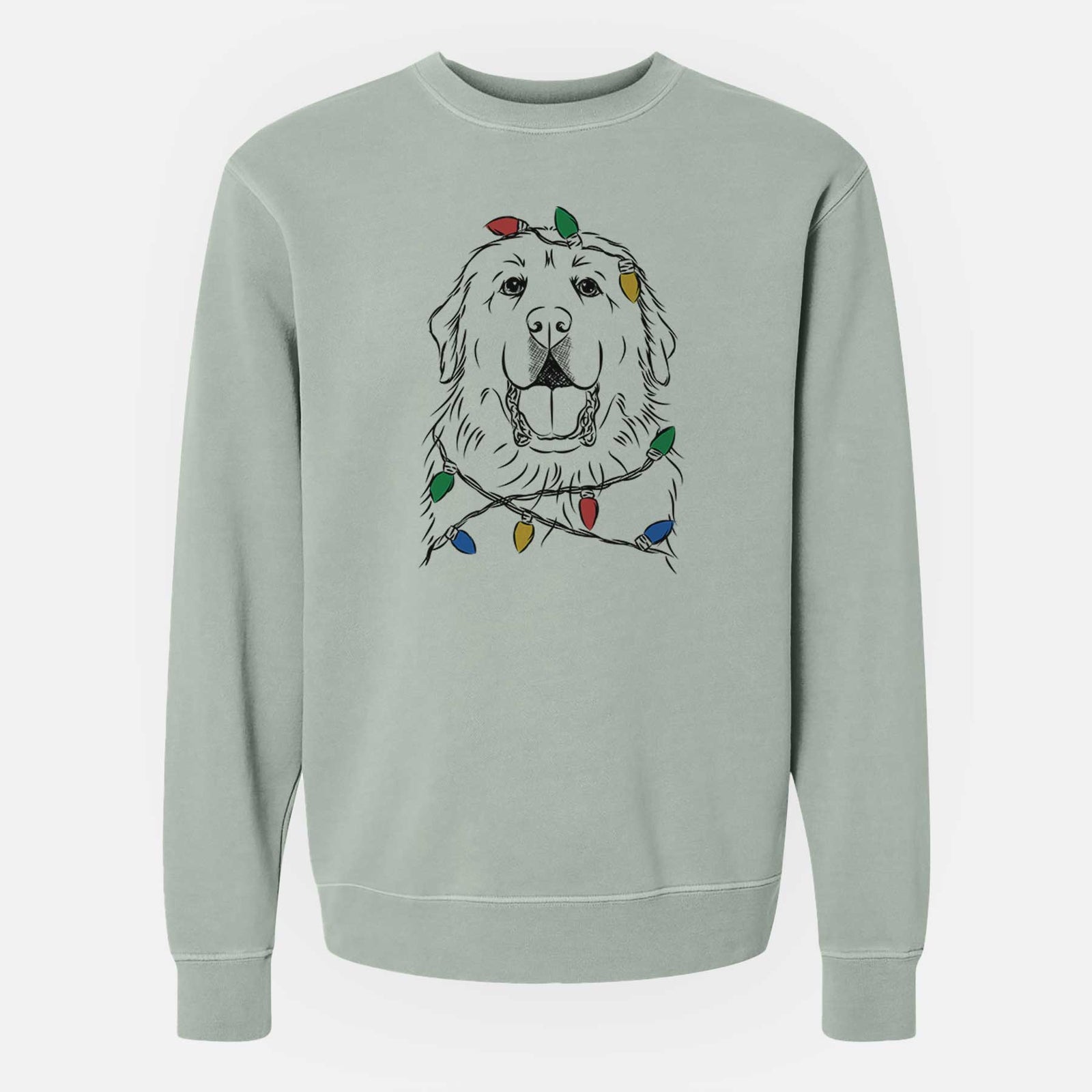 Christmas Lights Zeus the Great Pyrenees - Unisex Pigment Dyed Crew Sweatshirt
