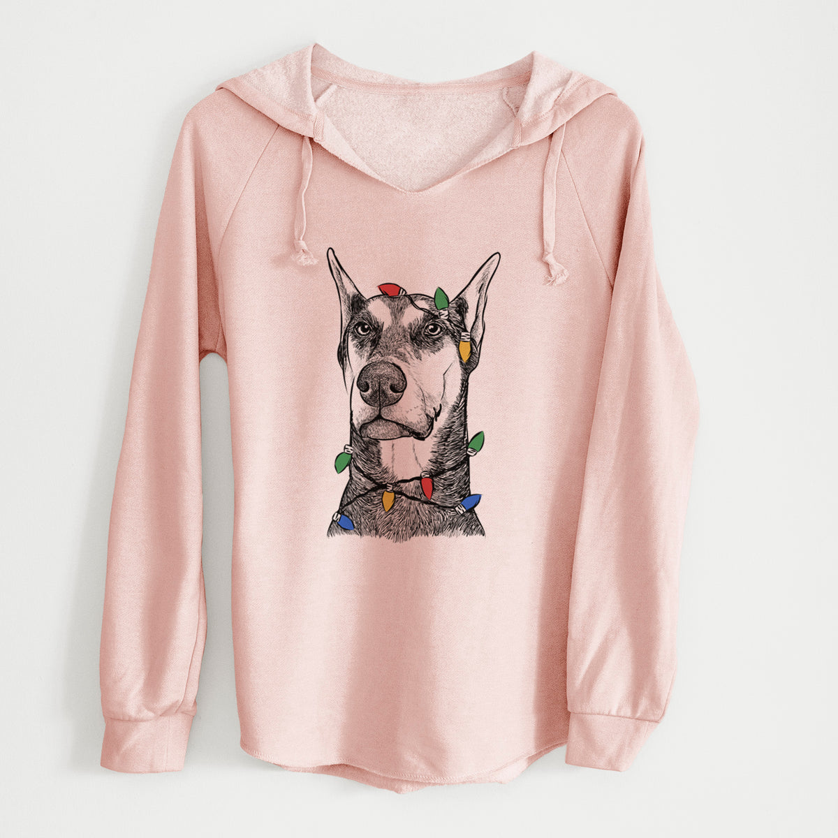 Christmas Lights Zeus the Doberman Pinscher - Cali Wave Hooded Sweatshirt
