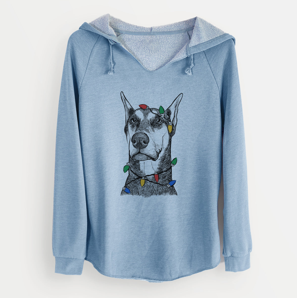 Christmas Lights Zeus the Doberman Pinscher - Cali Wave Hooded Sweatshirt
