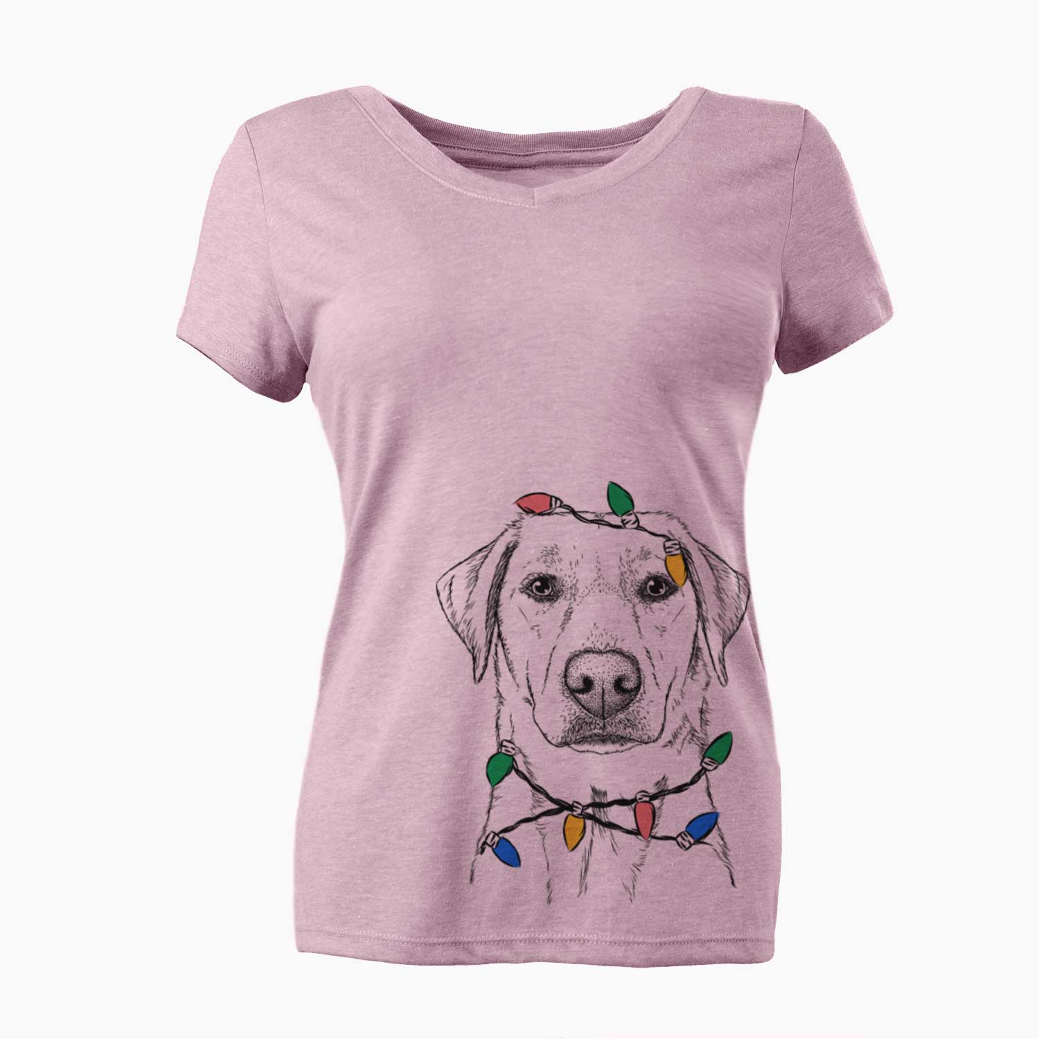 Christmas Lights Zoe the Yellow Lab - Women's V-neck Shirt