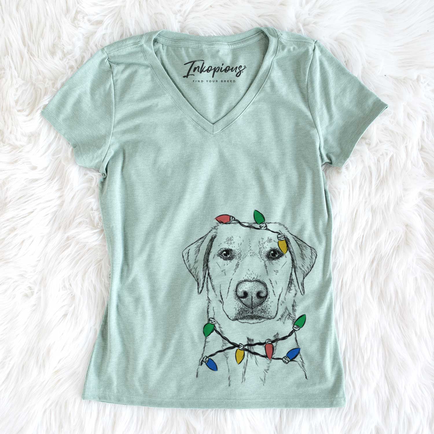 Christmas Lights Zoe the Yellow Lab - Women's V-neck Shirt