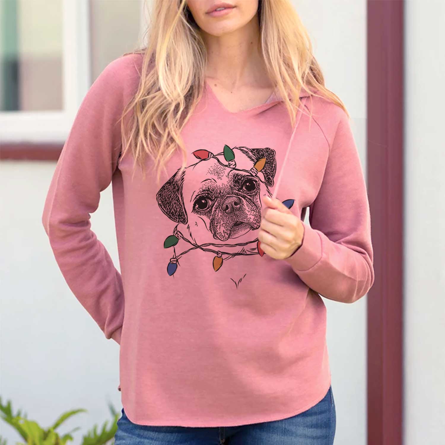 Christmas Lights Zoey the Pug - Cali Wave Hooded Sweatshirt