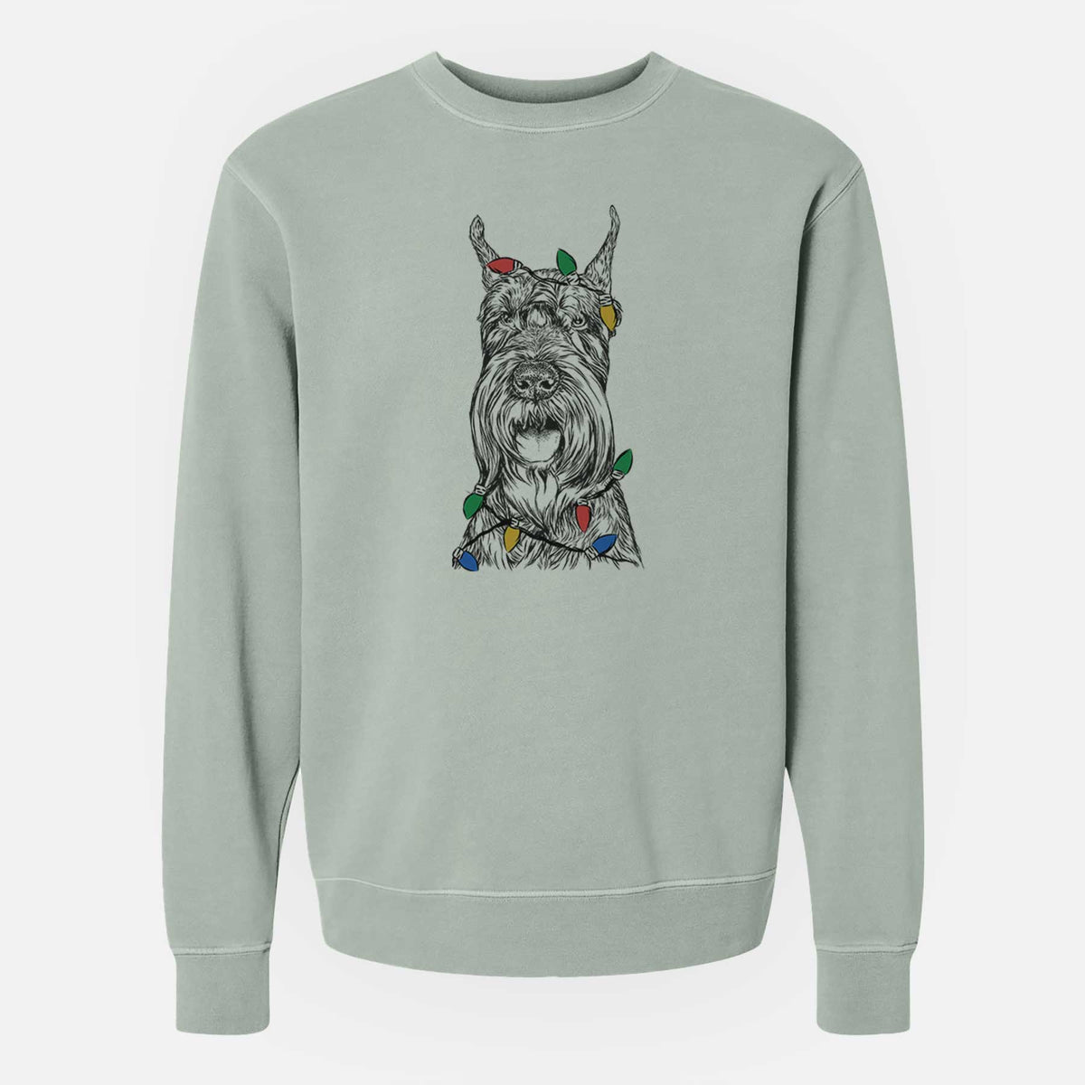 Christmas Lights Zuri the Giant Schnauzer - Unisex Pigment Dyed Crew Sweatshirt