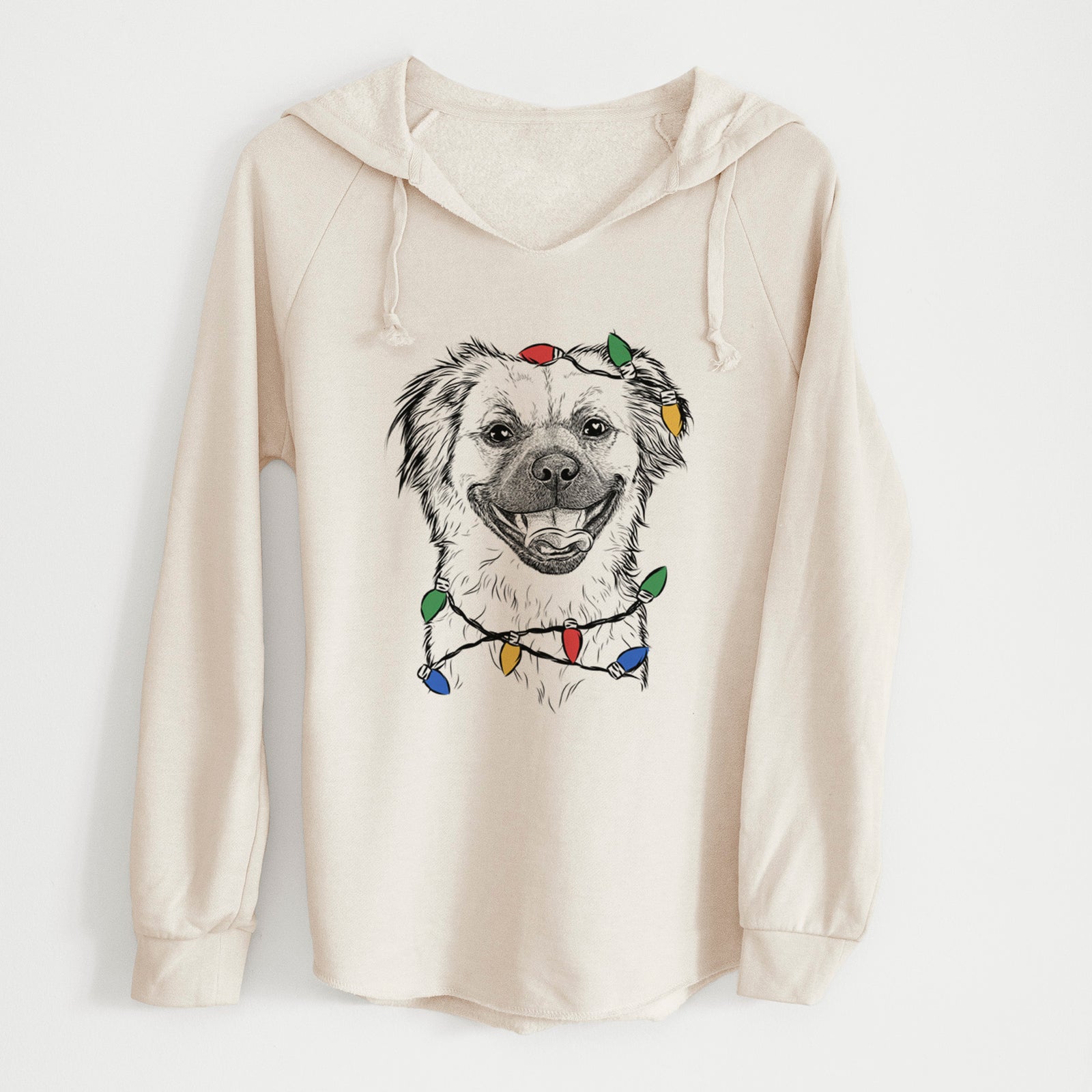 Christmas Lights Zuri the Spaniel Mix - Cali Wave Hooded Sweatshirt