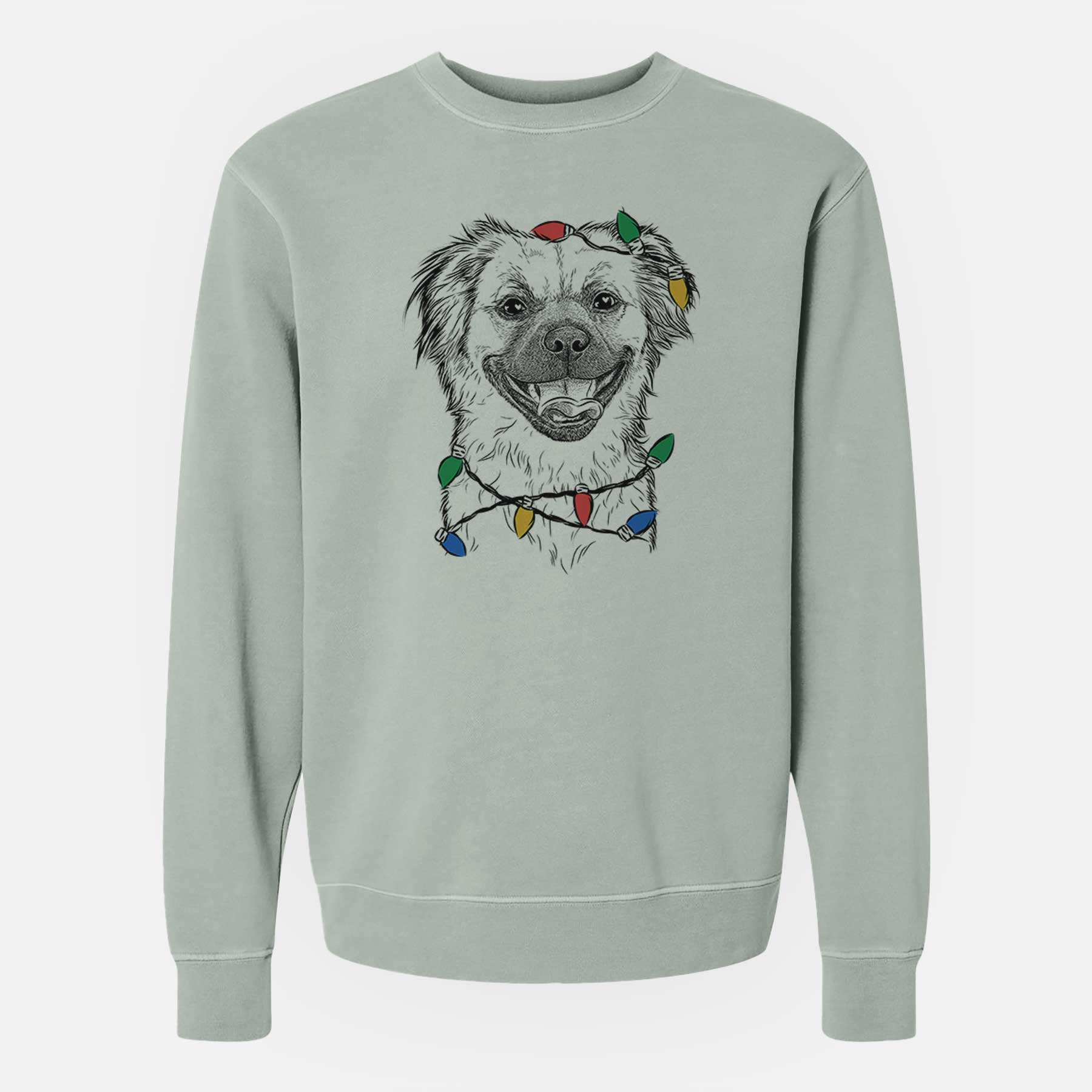 Christmas Lights Zuri the Spaniel Mix - Unisex Pigment Dyed Crew Sweatshirt