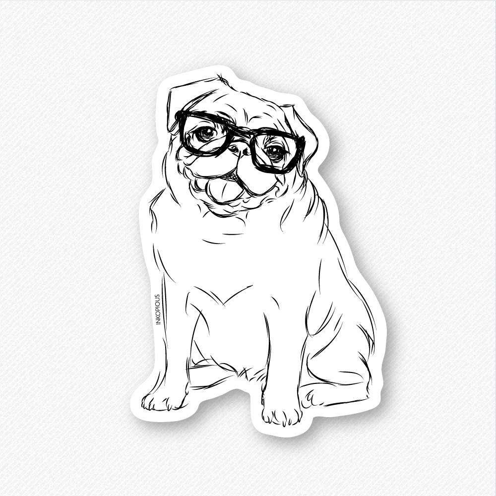 Higgins the Nerd Pug - Decal Sticker