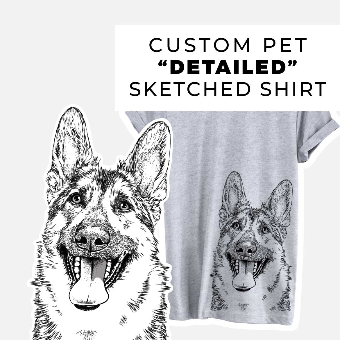 Custom Sketched Pet Portrait T-Shirt Inkopious1