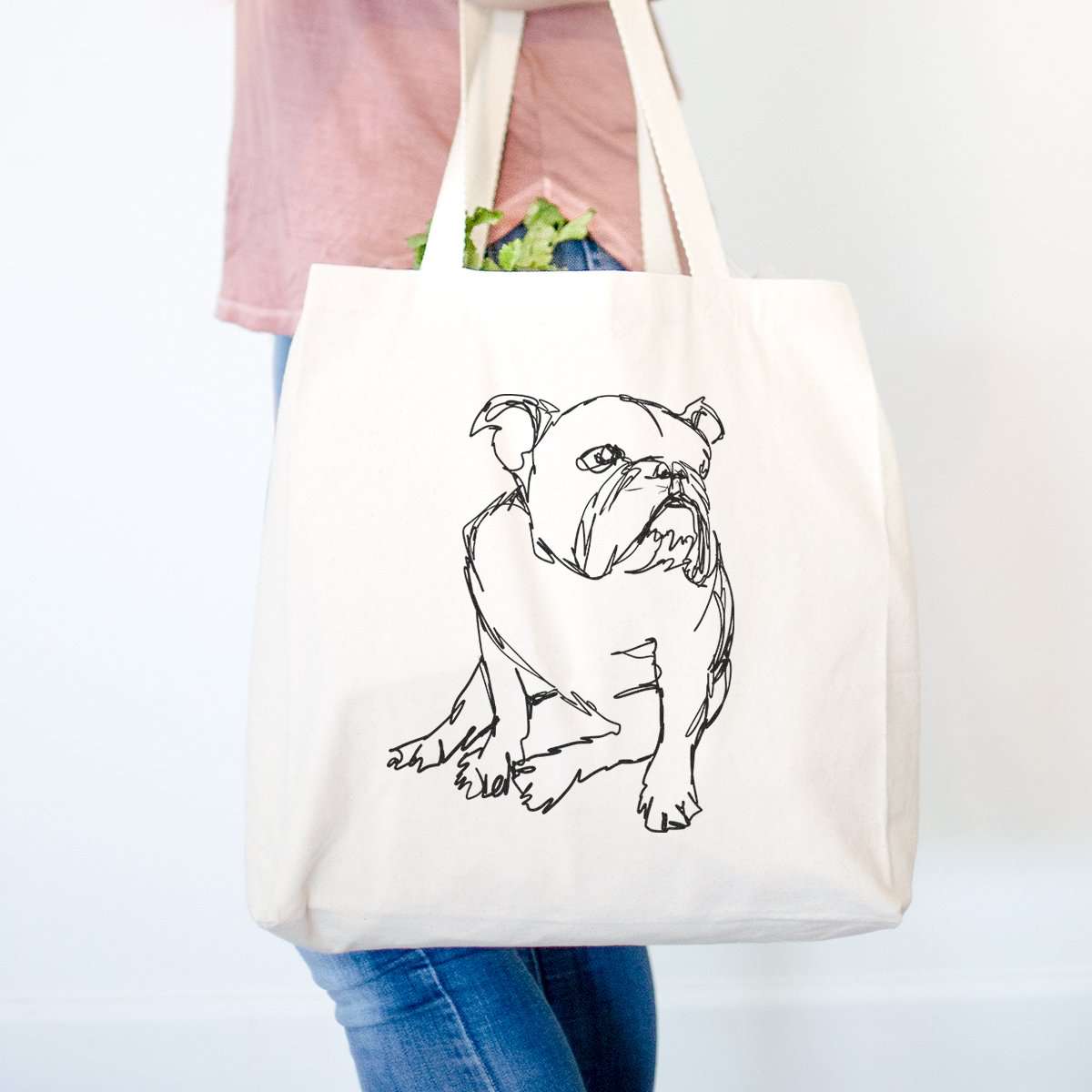 English Bulldog - Doodled - Tote Bag