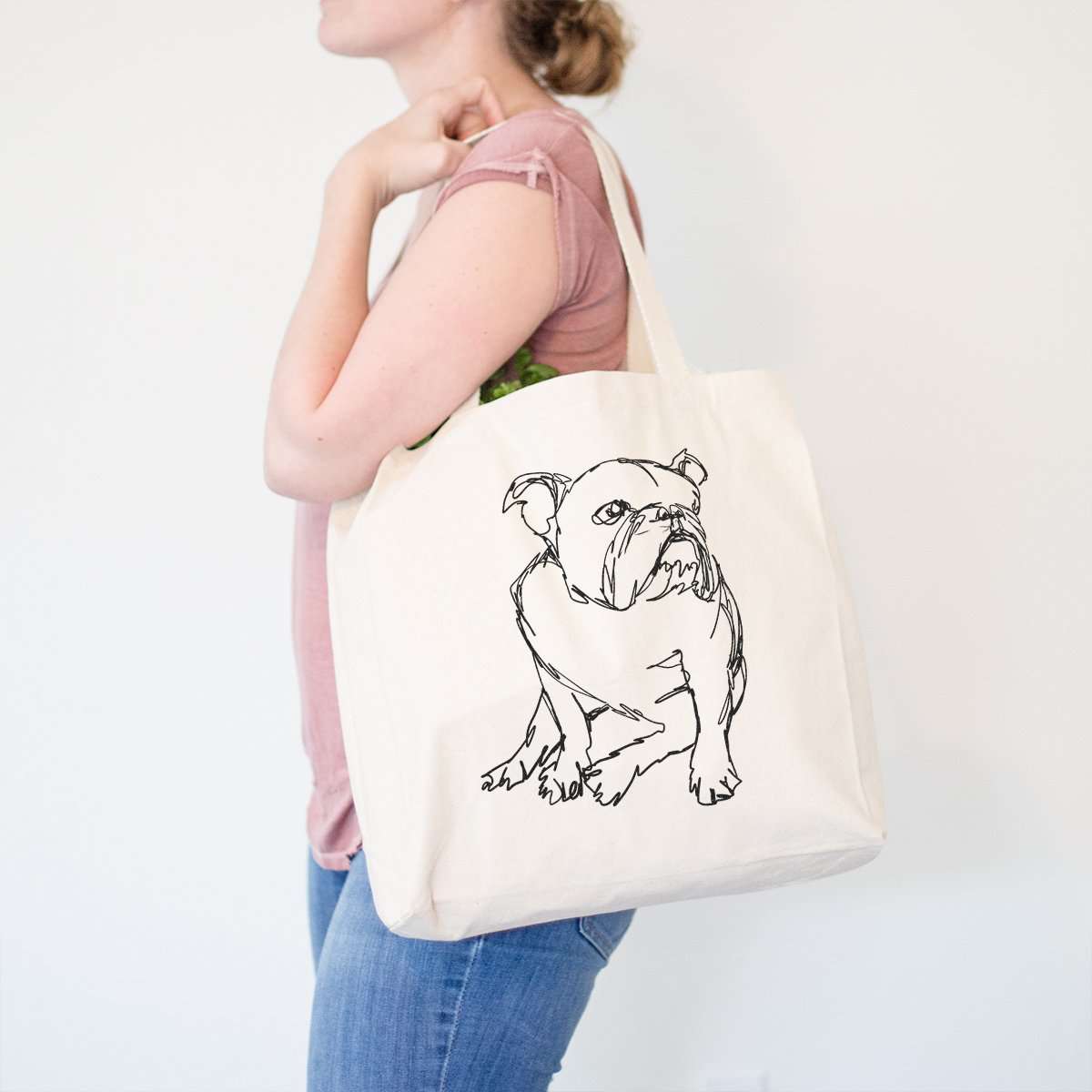 English Bulldog - Doodled - Tote Bag